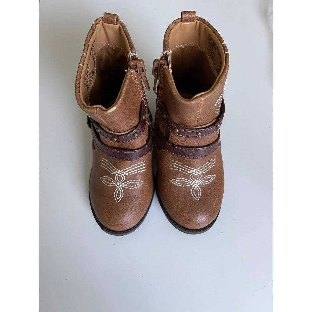 Garanimals Toddler Brown Western Ankle Boots Size 5 IGGR47DP007 Harness Buckle